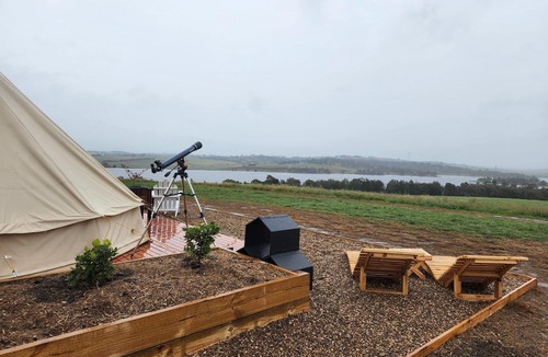 Wayo RV Rental | Amazing glamping experience overlooking the countryside and lake. Pet friendly!