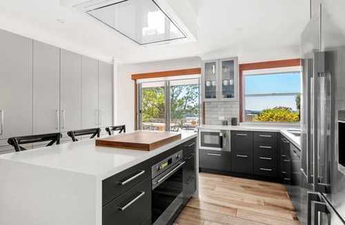 Broughton Village House | Moonraker - Fireplace with Swimming Pool