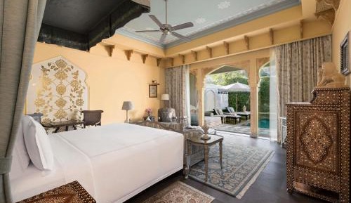 Princess One King Bedroom Suite with Pool: Airport Transfers in luxury vehicle, INR 5000 hotel credit once during the stay. One 60-minute spa therapy for couple. Evening Hi-Tea / Sundowner with Bartender for 1 hour, Butler & 30% off on Property Services